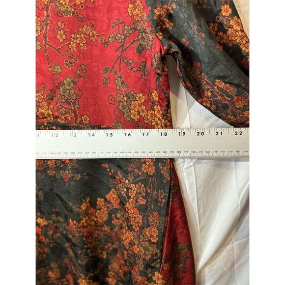 NWT Ania A VTG Floral Artsy Boho Patchwork Button Asymmetrical Red Light Jacket - Picture 6 of 11